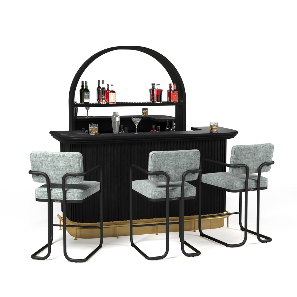 PROHIBITION SERIES 84" COCKTAIL BAR-BLACK