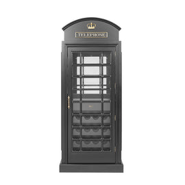 OLD ENGLISH TELEPHONE BOOTH BAR CABINET - BLACK