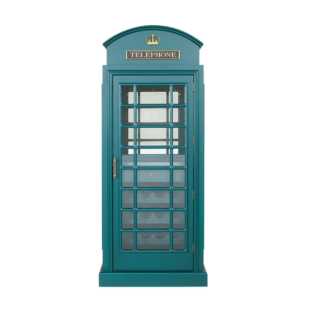 OLD ENGLISH TELEPHONE BOOTH BAR CABINET - BLACK