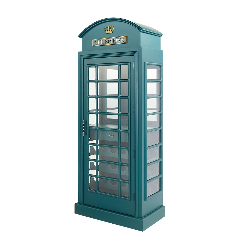 OLD ENGLISH TELEPHONE BOOTH BAR CABINET - BLACK