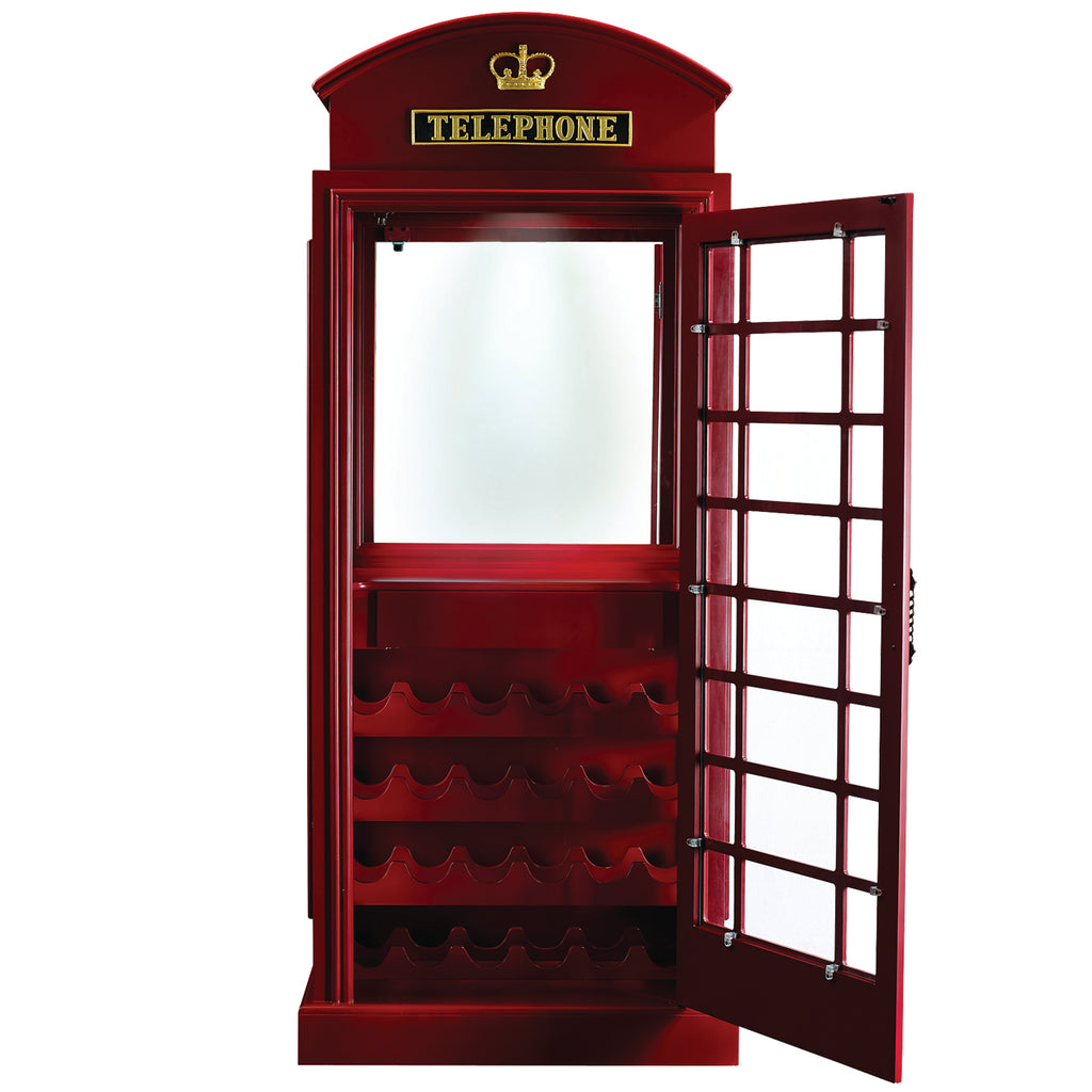 OLD ENGLISH TELEPHONE BOOTH BAR CABINET - BLACK