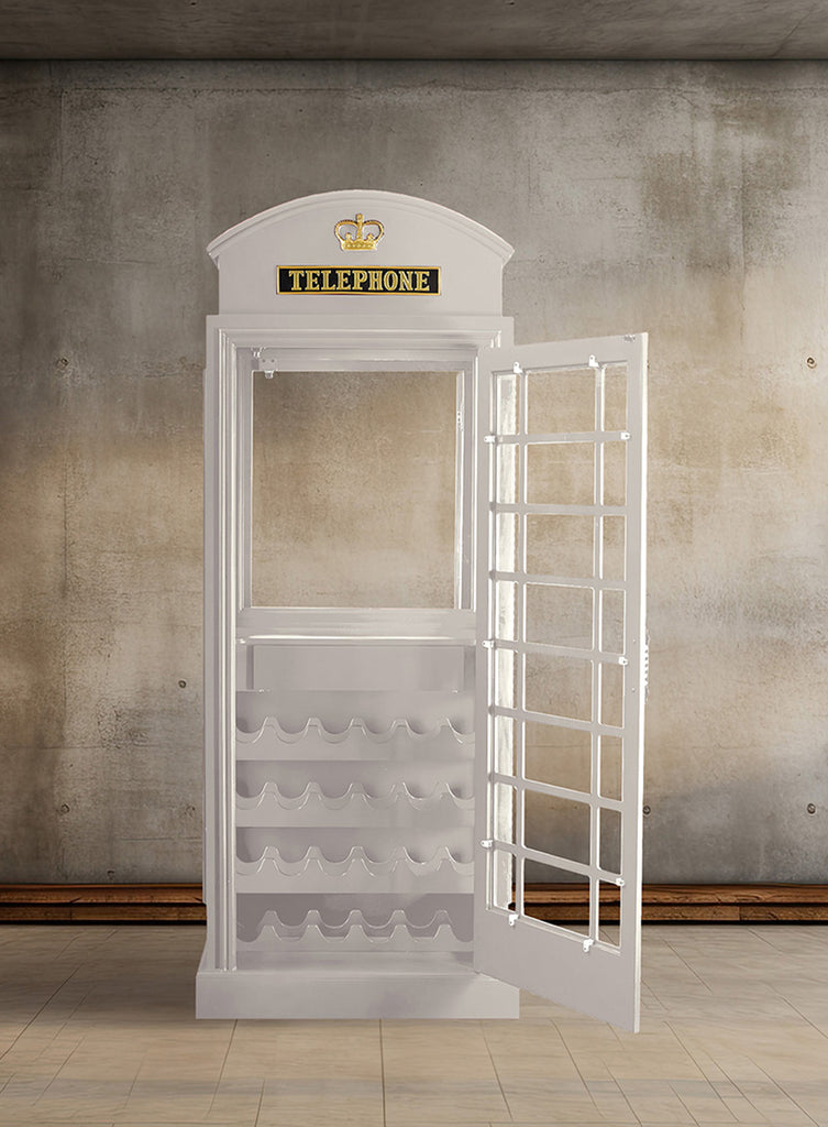 OLD ENGLISH TELEPHONE BOOTH BAR CABINET - BLACK