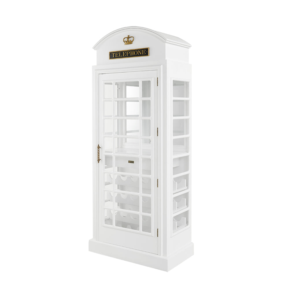 OLD ENGLISH TELEPHONE BOOTH BAR CABINET - BLACK
