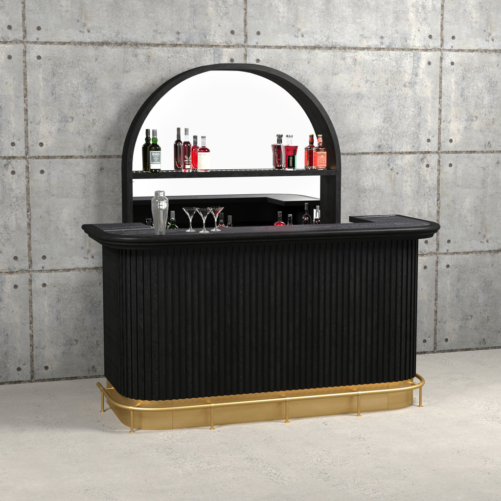 PROHIBITION SERIES 84" COCKTAIL BAR-BLACK