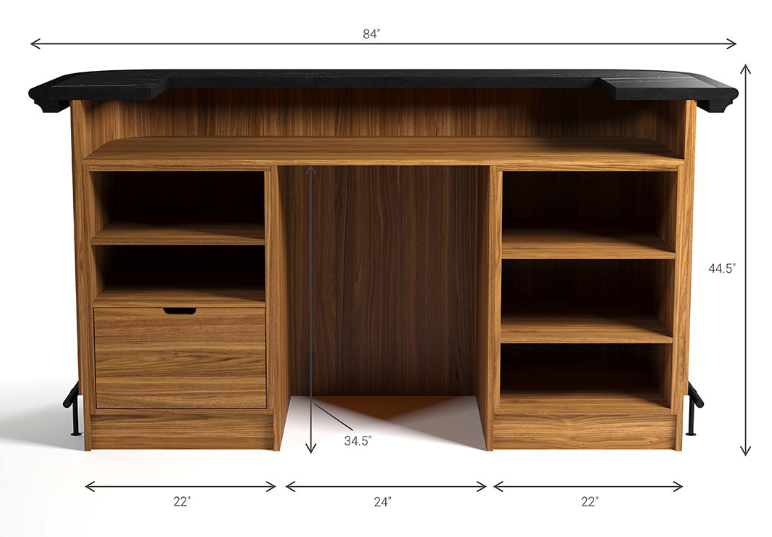 PROHIBITION SERIES 84" COCKTAIL BAR-WALNUT